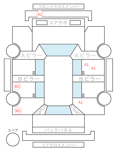 Body condition diagram (damage marks, Japanese labels)