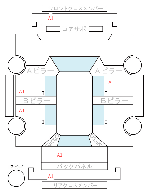 Body condition diagram (damage marks, Japanese labels)