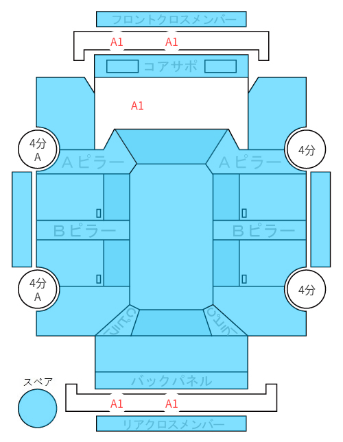 Body condition diagram (damage marks, Japanese labels)