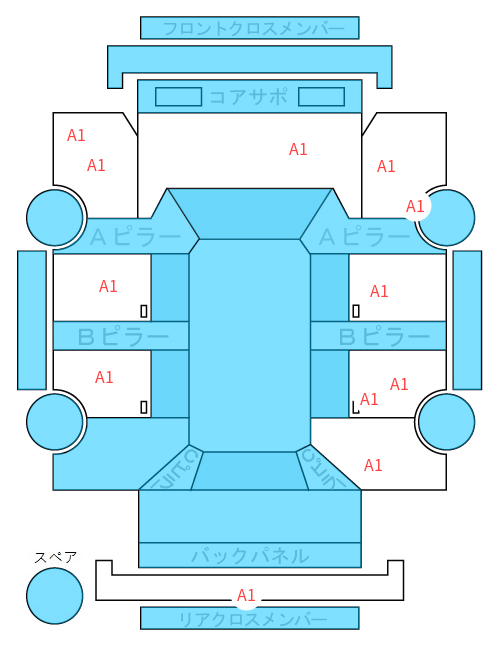 Body condition diagram (damage marks, Japanese labels)