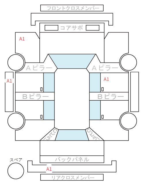 Body condition diagram (damage marks, Japanese labels)