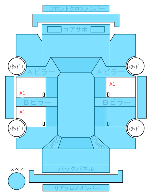 Body condition diagram (damage marks, Japanese labels)