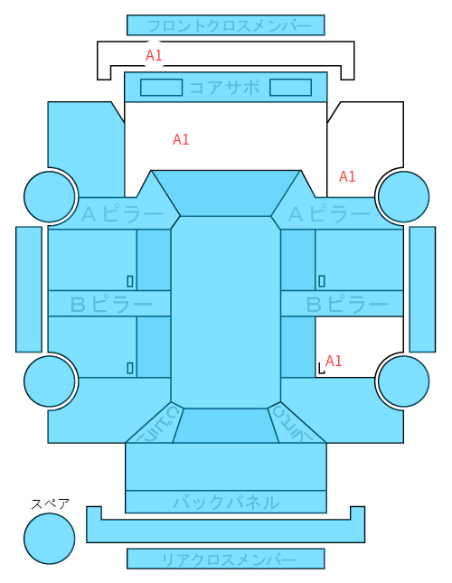 Body condition diagram (damage marks, Japanese labels)