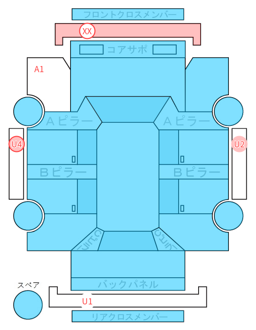 Body condition diagram (damage marks, Japanese labels)