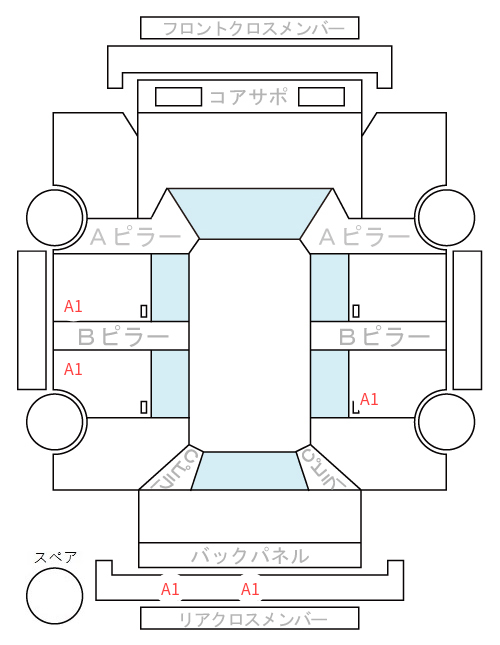 Body condition diagram (damage marks, Japanese labels)