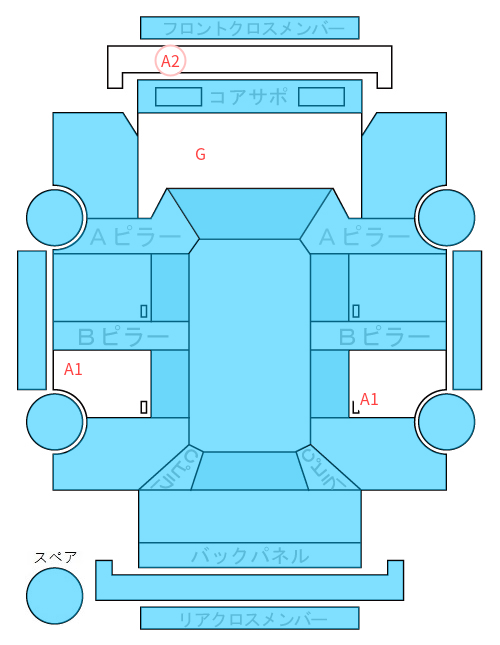 Body condition diagram (damage marks, Japanese labels)