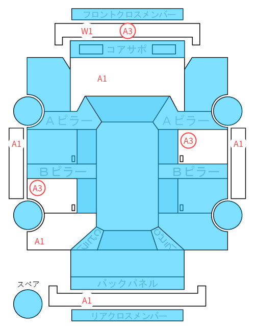 Body condition diagram (damage marks, Japanese labels)