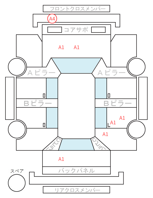 Body condition diagram (damage marks, Japanese labels)