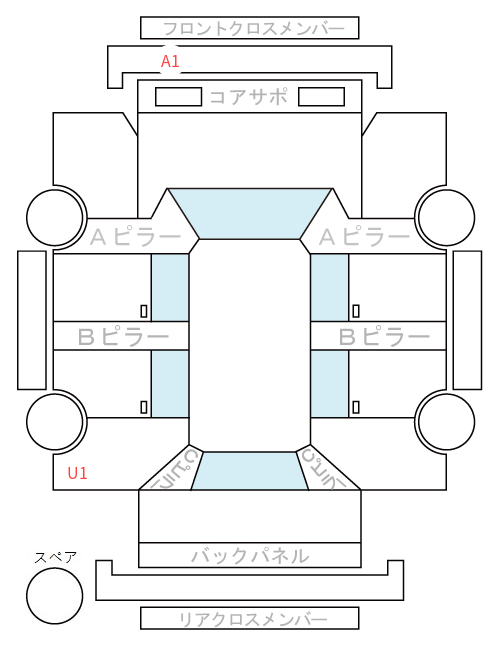 Body condition diagram (damage marks, Japanese labels)