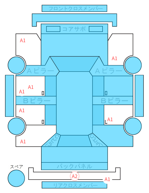 Body condition diagram (damage marks, Japanese labels)