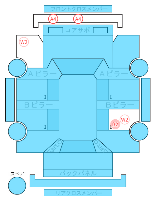 Body condition diagram (damage marks, Japanese labels)