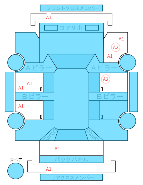 Body condition diagram (damage marks, Japanese labels)