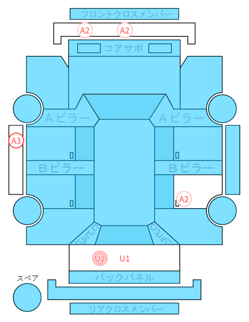 Body condition diagram (damage marks, Japanese labels)