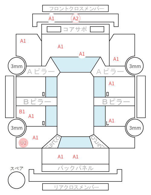 Body condition diagram (damage marks, Japanese labels)