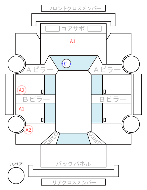 Body condition diagram (damage marks, Japanese labels)