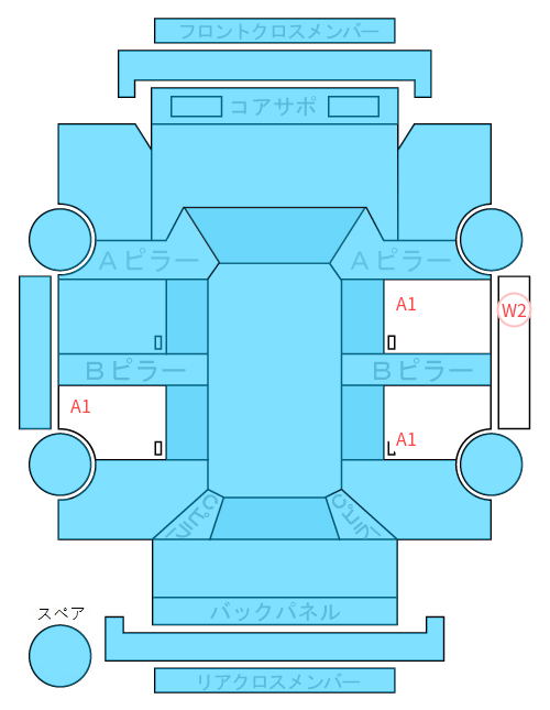 Body condition diagram (damage marks, Japanese labels)