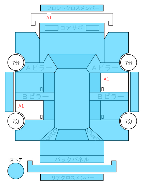 Body condition diagram (damage marks, Japanese labels)