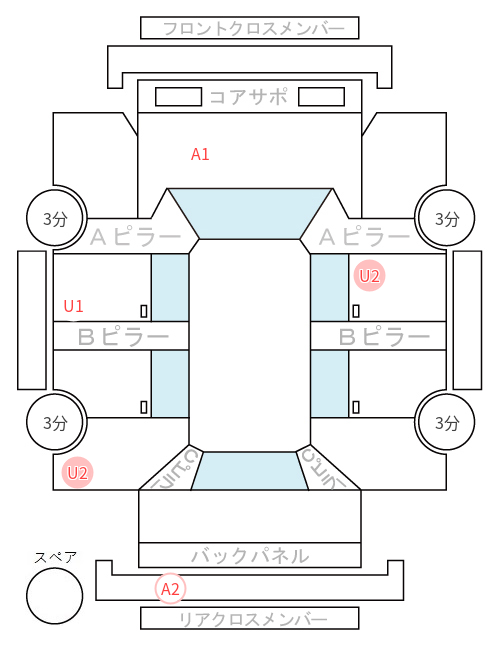 Body condition diagram (damage marks, Japanese labels)