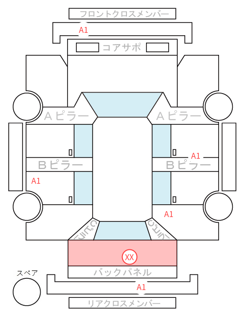 Body condition diagram (damage marks, Japanese labels)
