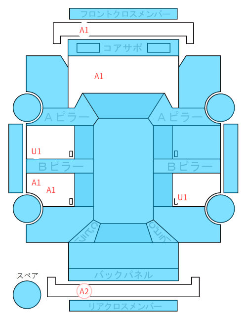 Body condition diagram (damage marks, Japanese labels)