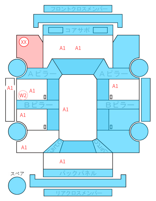 Body condition diagram (damage marks, Japanese labels)