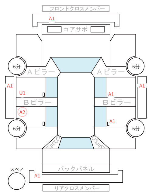 Body condition diagram (damage marks, Japanese labels)
