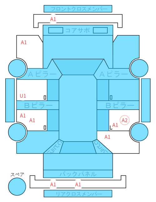 Body condition diagram (damage marks, Japanese labels)