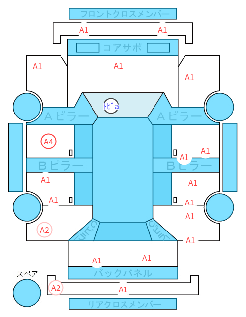 Body condition diagram (damage marks, Japanese labels)