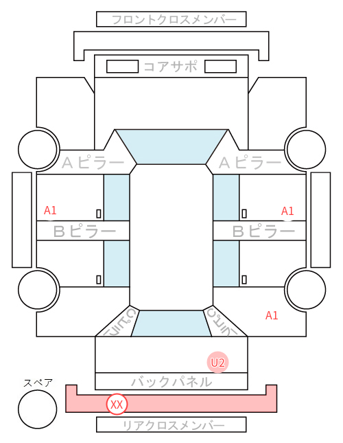 Body condition diagram (damage marks, Japanese labels)