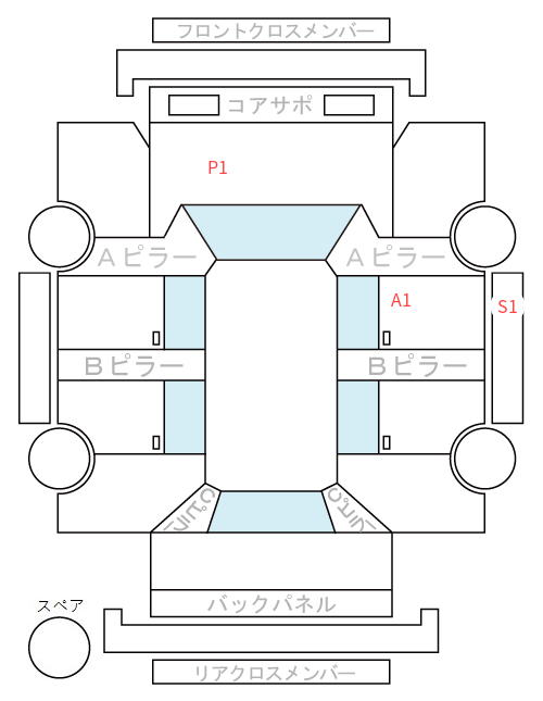 Body condition diagram (damage marks, Japanese labels)
