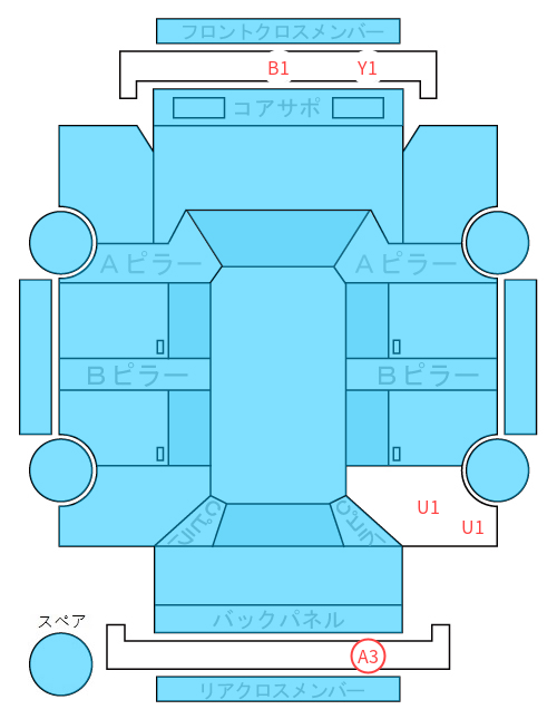 Body condition diagram (damage marks, Japanese labels)