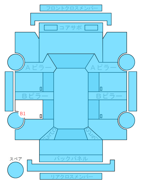 Body condition diagram (damage marks, Japanese labels)