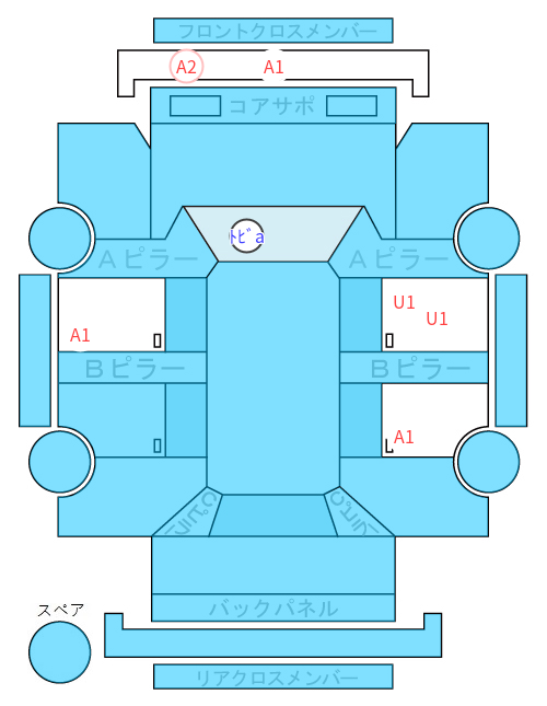Body condition diagram (damage marks, Japanese labels)