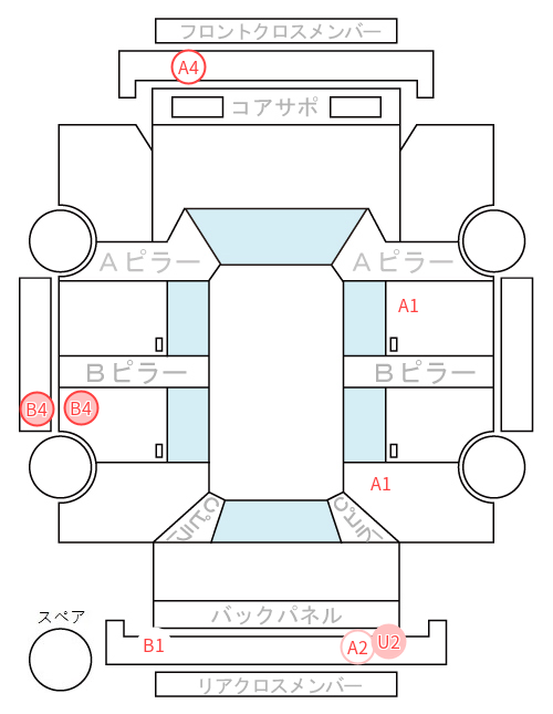Body condition diagram (damage marks, Japanese labels)