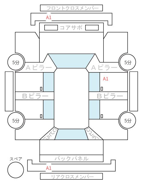 Body condition diagram (damage marks, Japanese labels)