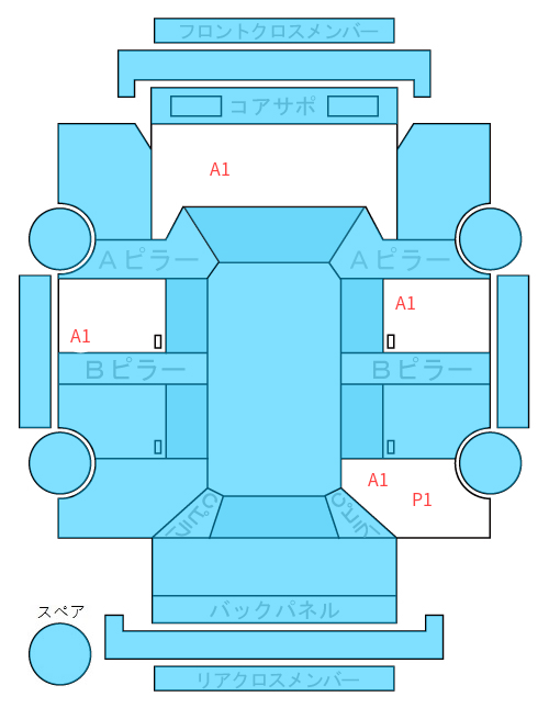 Body condition diagram (damage marks, Japanese labels)