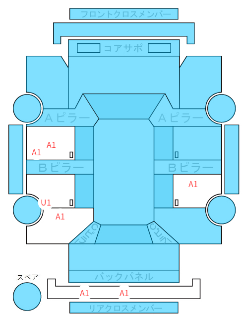Body condition diagram (damage marks, Japanese labels)