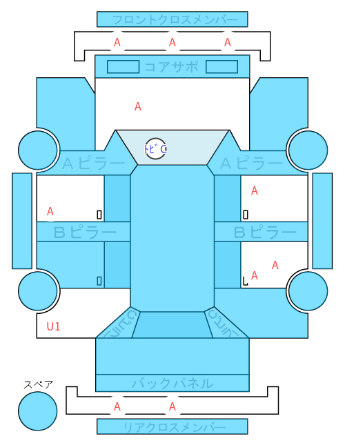 Body condition diagram (damage marks, Japanese labels)