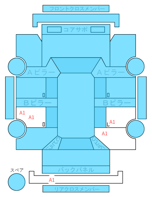 Body condition diagram (damage marks, Japanese labels)
