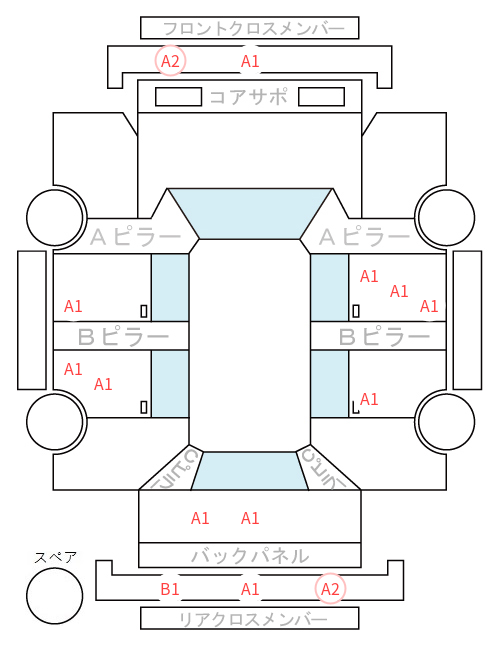 Body condition diagram (damage marks, Japanese labels)