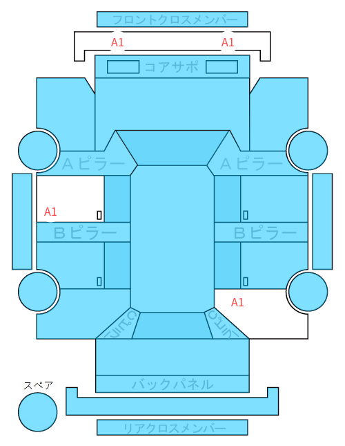 Body condition diagram (damage marks, Japanese labels)