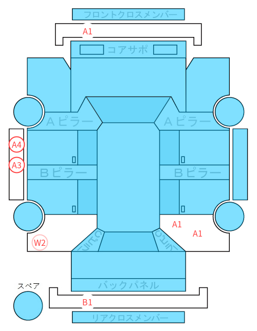 Body condition diagram (damage marks, Japanese labels)