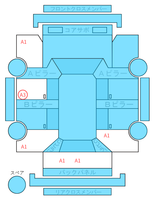 Body condition diagram (damage marks, Japanese labels)