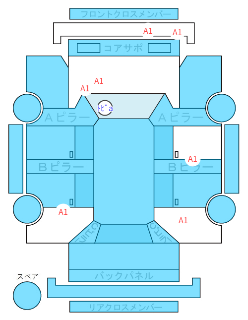 Body condition diagram (damage marks, Japanese labels)