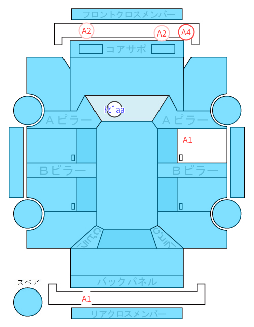 Body condition diagram (damage marks, Japanese labels)