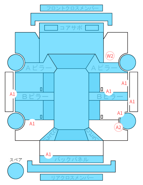 Body condition diagram (damage marks, Japanese labels)