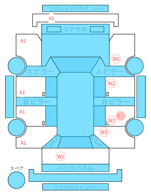 Body condition diagram (damage marks, Japanese labels)
