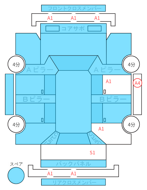 Body condition diagram (damage marks, Japanese labels)