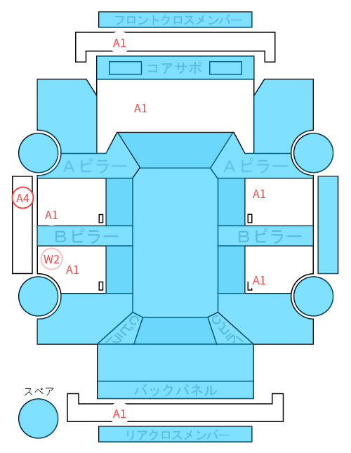 Body condition diagram (damage marks, Japanese labels)