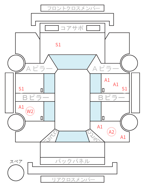 Body condition diagram (damage marks, Japanese labels)